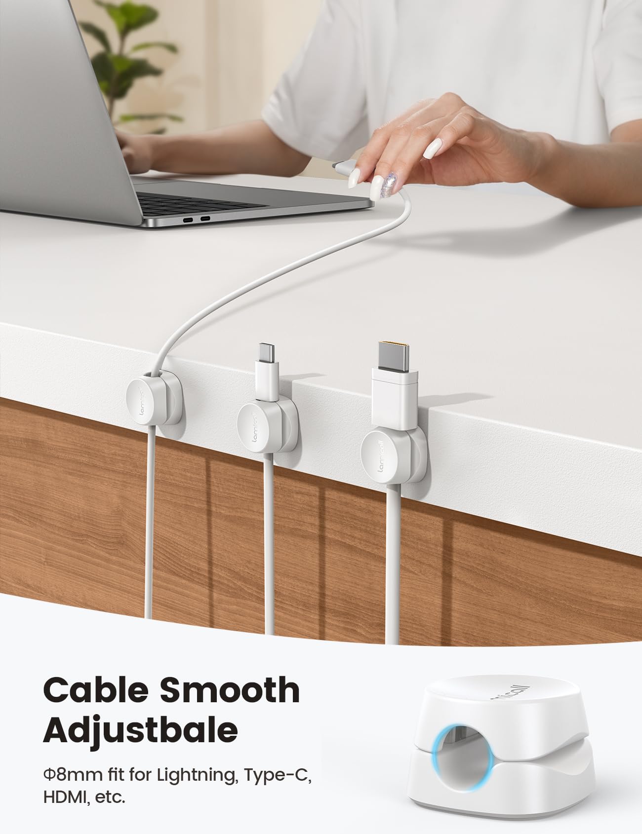 Foto 5 | Organizador De Cables Lamicall, Paquete De 8 Clips De Gestión De Cables Con Resorte - Venta Internacional.