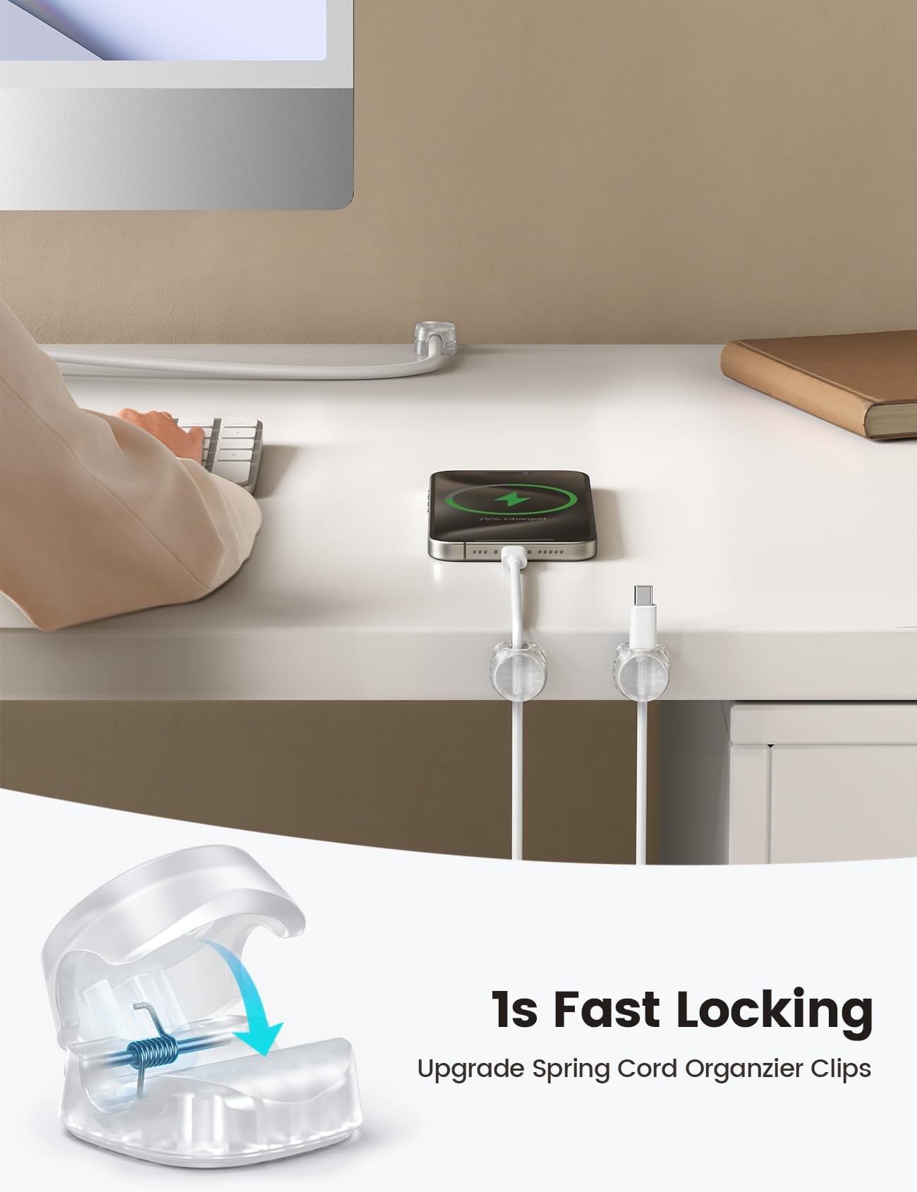 Foto 3 pulgar | Cord Organizer, Clips Para Sujetacables Lamicall Spring, Paquete De 12 - Venta Internacional.