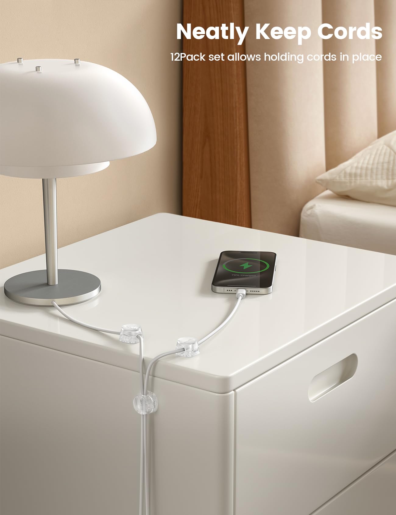 Foto 4 pulgar | Cord Organizer, Clips Para Sujetacables Lamicall Spring, Paquete De 12 - Venta Internacional.