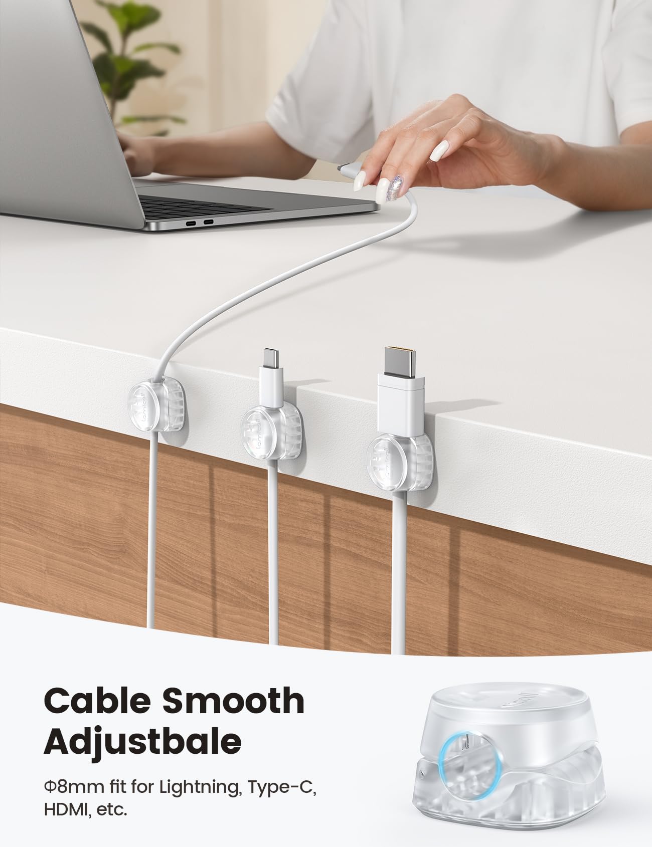 Foto 7 pulgar | Cord Organizer, Clips Para Sujetacables Lamicall Spring, Paquete De 12 - Venta Internacional.