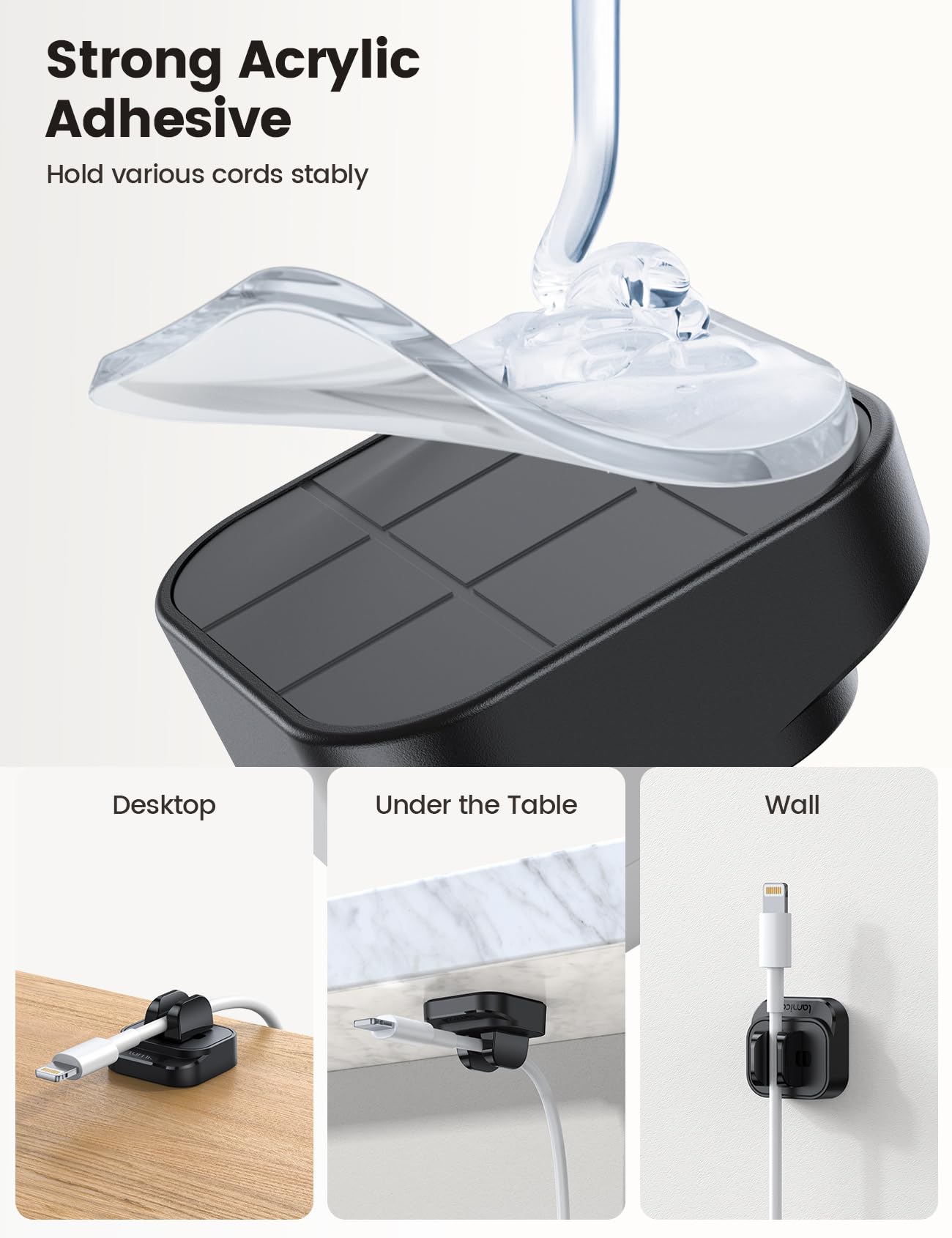 Foto 4 pulgar | Organizador De Cables Lamicall Con Clip Para Cables, Paquete De Dos Unidades, Orificio Ajustable - Venta Internacional.