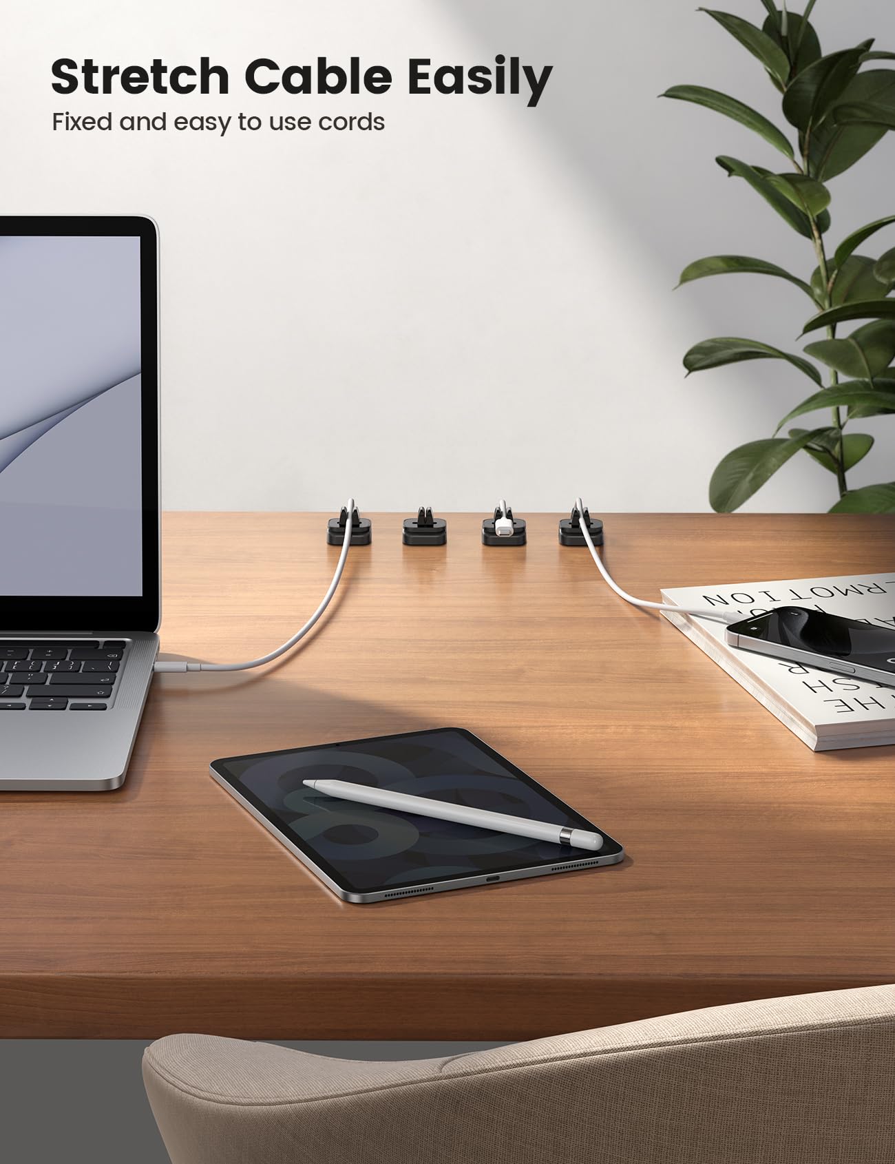 Foto 5 pulgar | Organizador De Cables Lamicall Con Clip Para Cables, Paquete De Dos Unidades, Orificio Ajustable - Venta Internacional.
