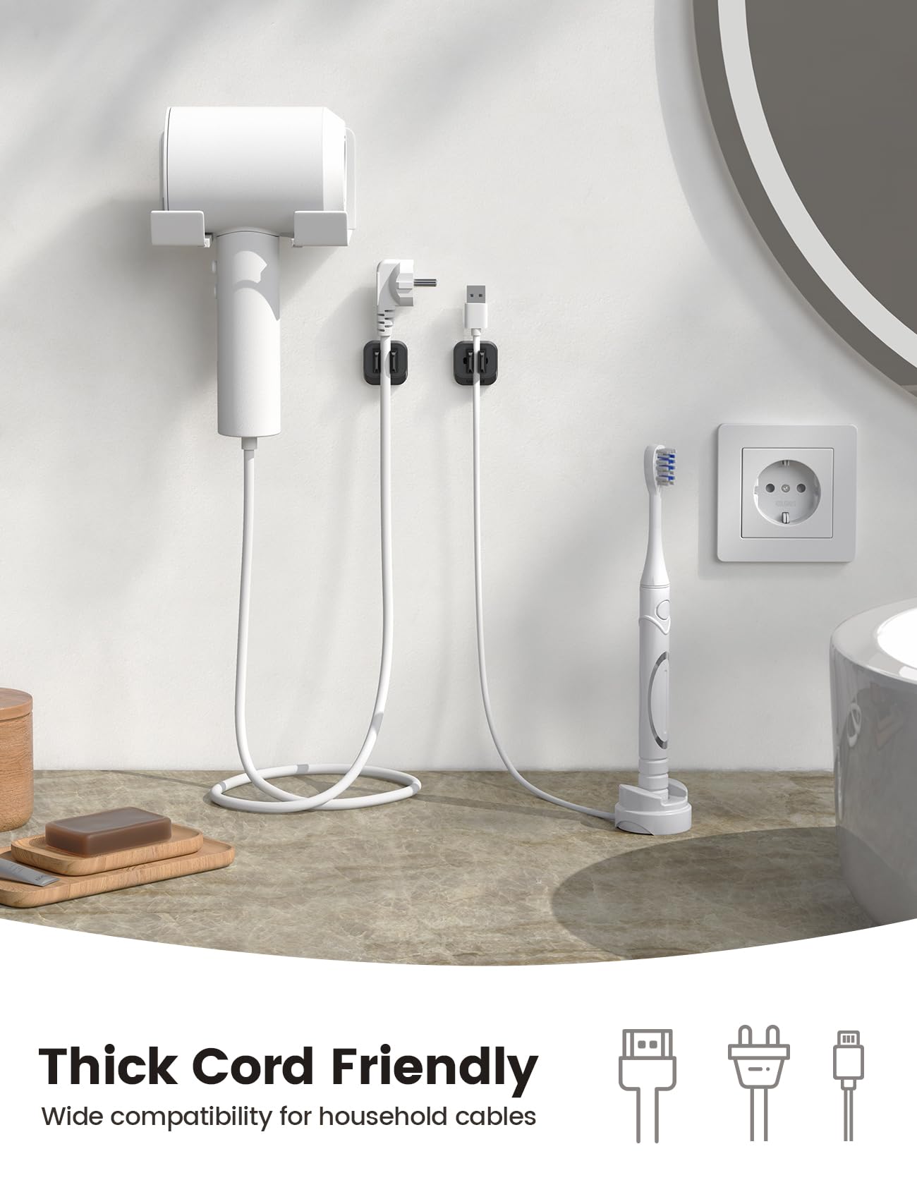 Foto 6 pulgar | Organizador De Cables Lamicall Con Clip Para Cables, Paquete De Dos Unidades, Orificio Ajustable - Venta Internacional.