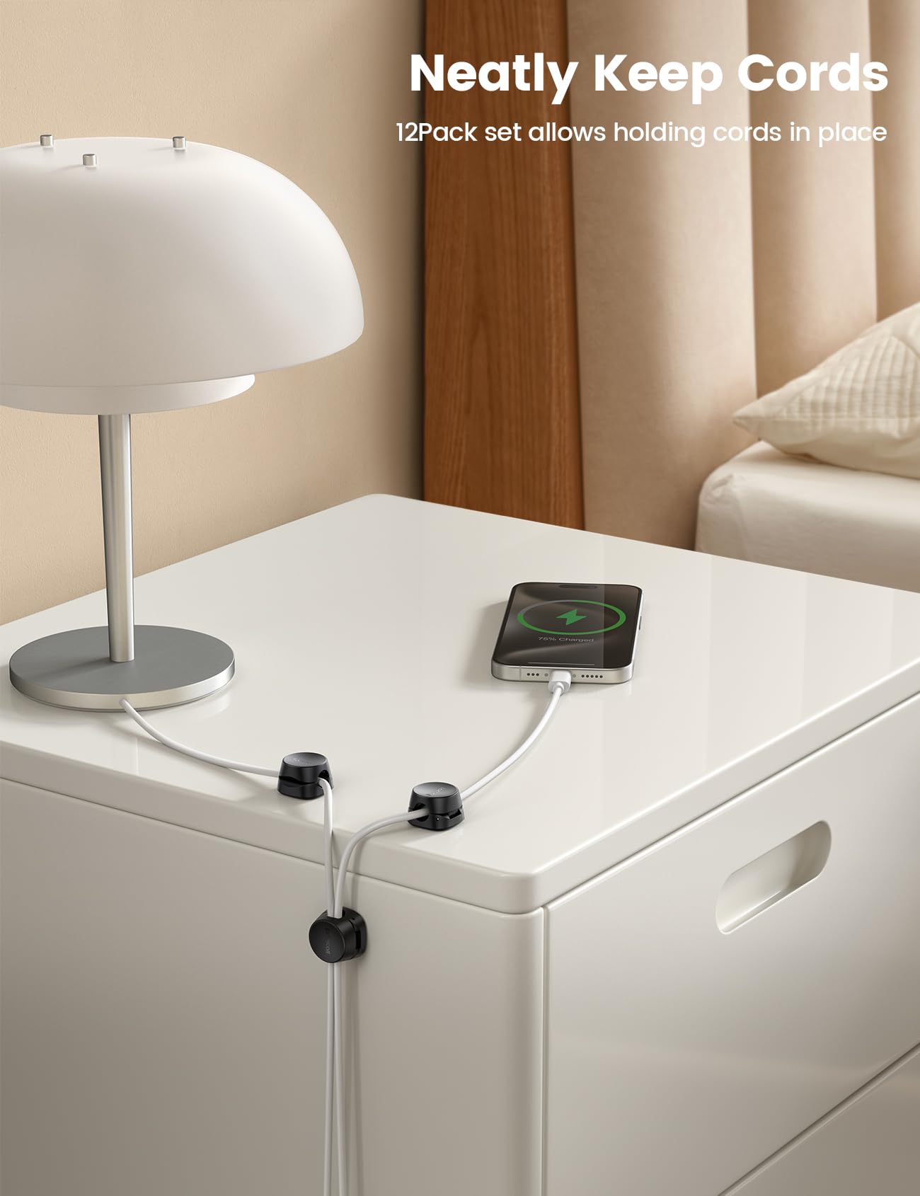 Foto 3 | Organizador De Cables Con Clips De Resorte Lamicall Para Escritorio, Paquete De 12 - Venta Internacional.