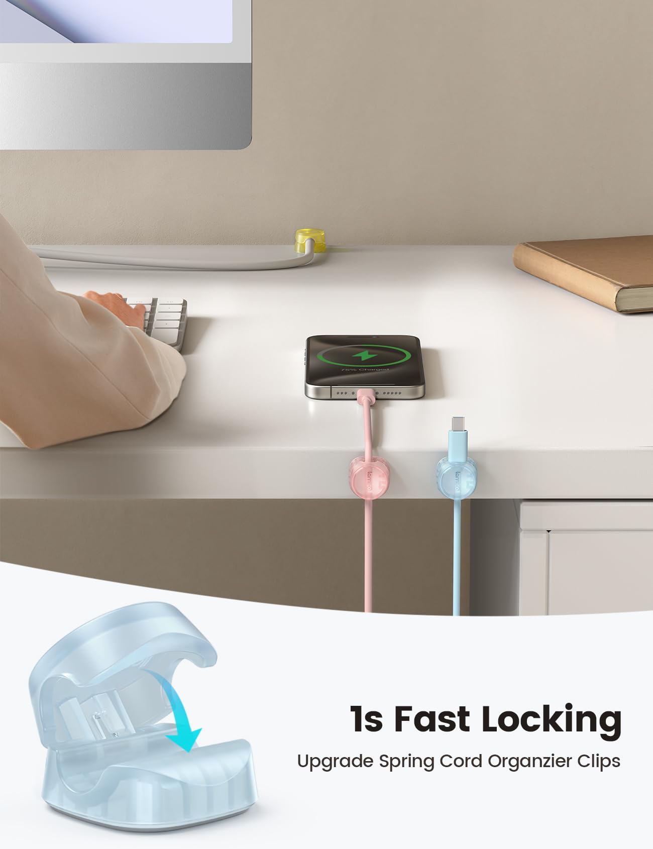 Foto 2 | Cord Organizer, Clips Para Sujetacables Lamicall Spring, Paquete De 6 - Venta Internacional.