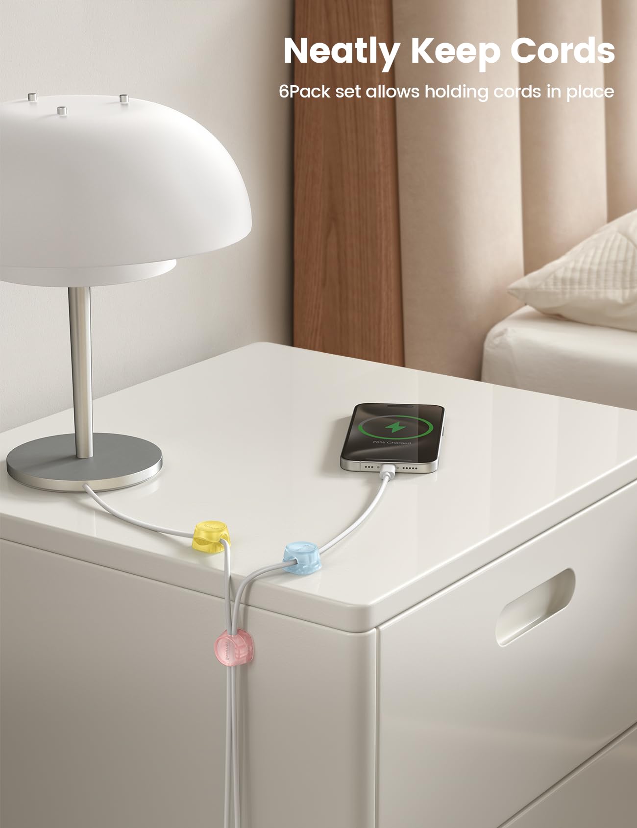 Foto 4 pulgar | Cord Organizer, Clips Para Sujetacables Lamicall Spring, Paquete De 6 - Venta Internacional.