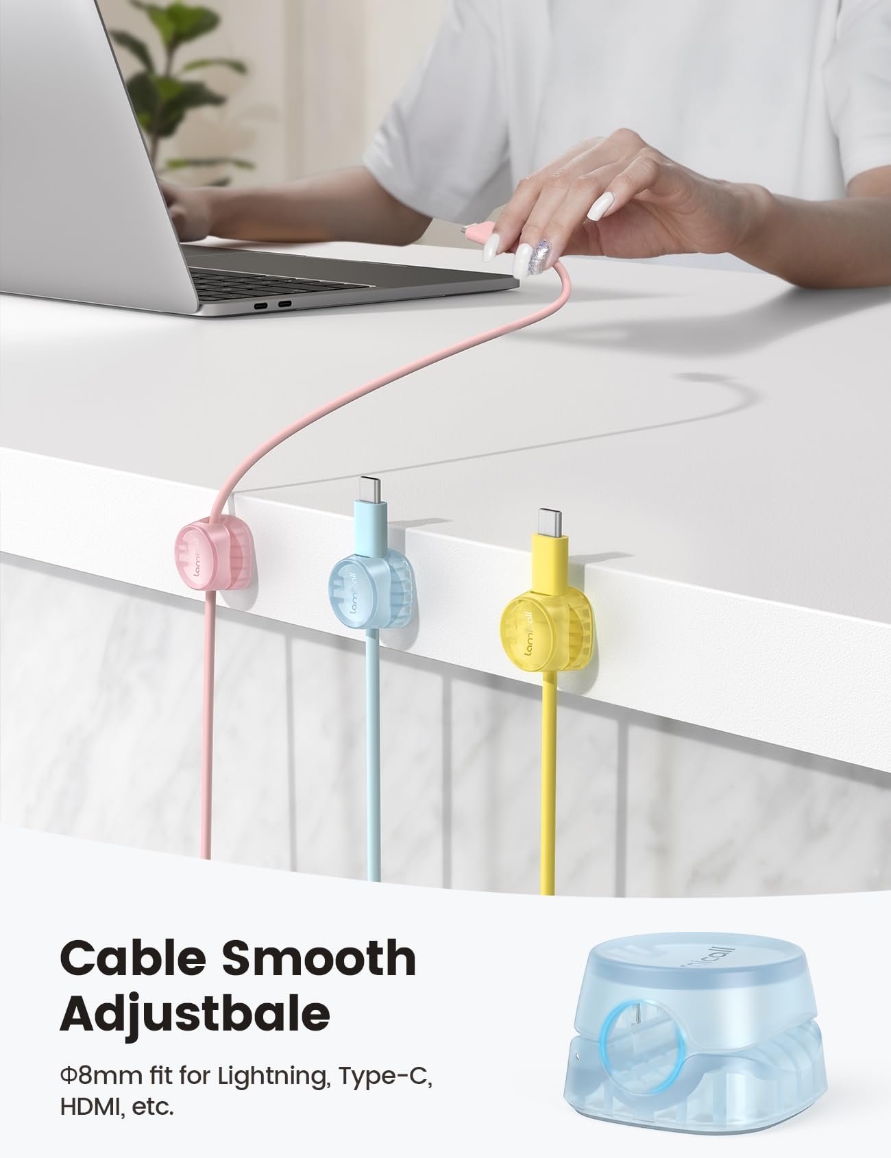 Foto 5 | Cord Organizer, Clips Para Sujetacables Lamicall Spring, Paquete De 6 - Venta Internacional.