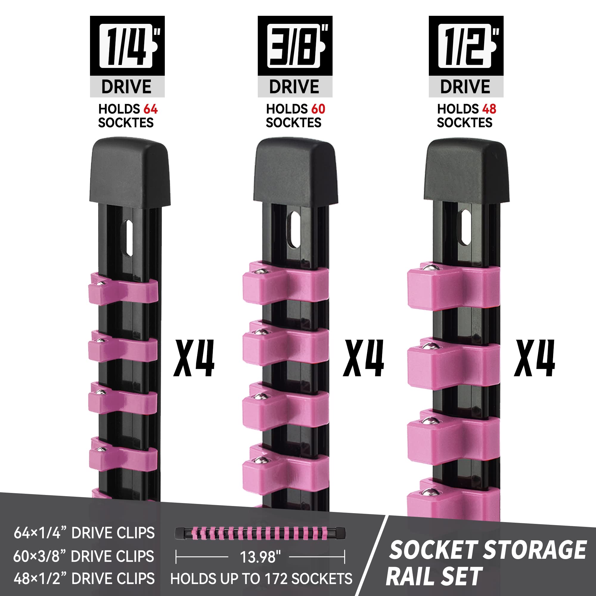 Foto 2 | Organizador De Enchufes Reniteco Drive Abs Tools, Color Rosa, 12 Piezas - Venta Internacional.