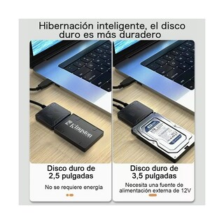 Foto 3 | Cable Adaptador de Disco Duro Sata a USB 3.0 Eo Safe Imports ESI-4471 color Negro HDD SSD 3.5