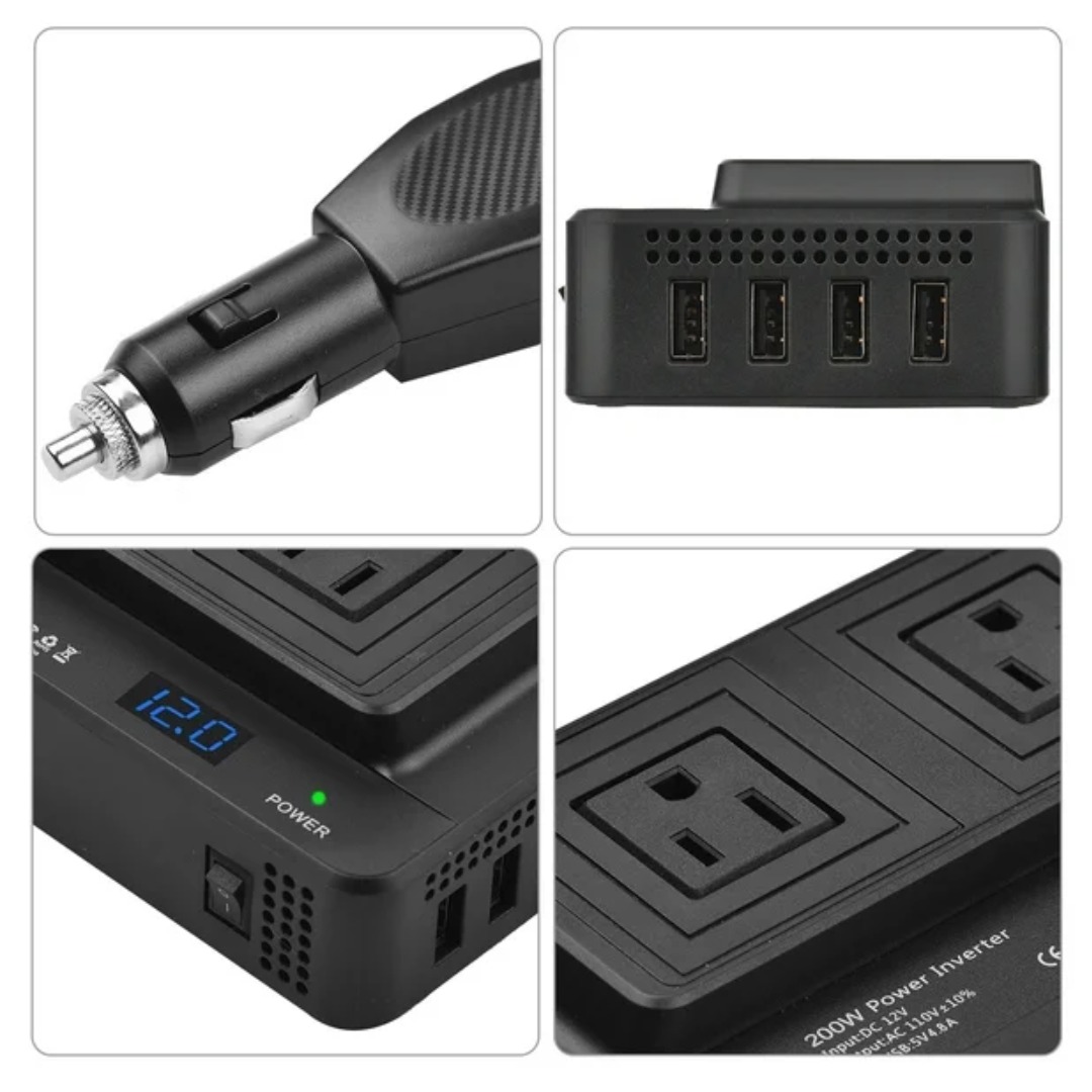 Foto 6 pulgar | Inversor Para Auto 300w Con 4 Puertos Usb 2 Toma De Carga