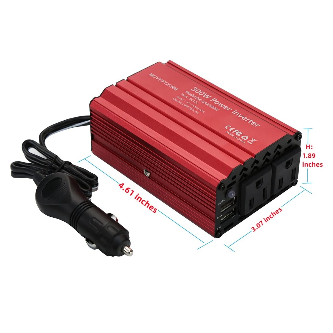 Foto 5 | Inversor De Corriente De 300 W 12v A 110v Inversor De Coche 2 Puertos Usb Y 1 Toma De Corriente