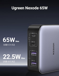 Foto 2 | Estación de Carga 4 en 1 65w Cd327 Ugreen 2 Usb C 2 Usb A Gris