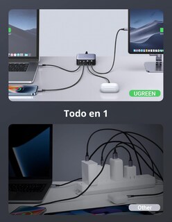 Foto 5 | Estación de Carga 4 en 1 65w Cd327 Ugreen 2 Usb C 2 Usb A Gris