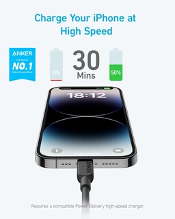 Foto 2 | Cable Usb C a Lightning Anker 310 de 1,8 m Negro - Venta Internacional