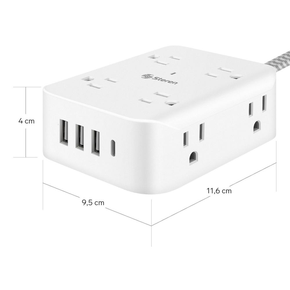 Foto 3 | Tira Multicontactos De 8 Salidas Con Supresor De Picos (310 J) Y Cargador Usb C Pd 20 W / 3 X Usb 15