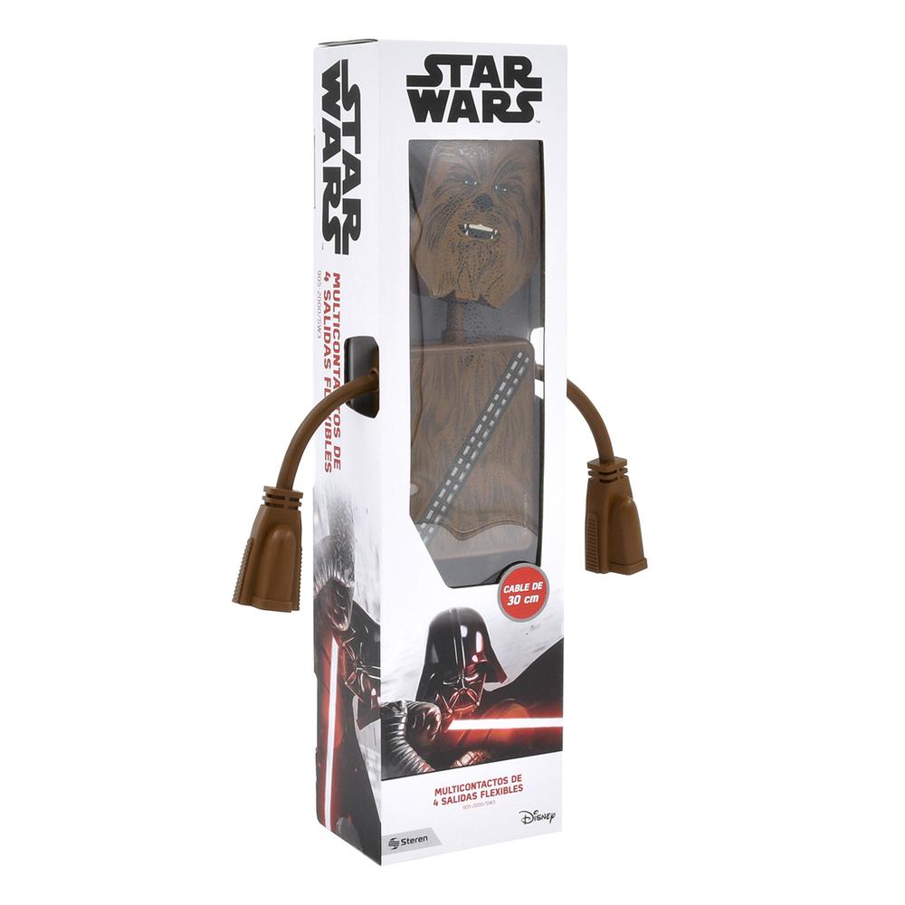 Foto 3 pulgar | Multicontactos De 4 Salidas Flexibles Con Figura De Star Wars Modelo Chewbaca