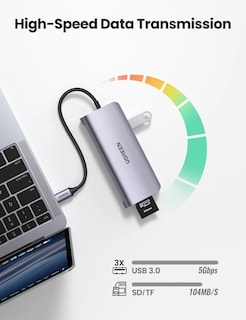 Foto 4 | Hub 9 en 1 USB-C Ugreen 40873 color Gris HDMI VGA RJ45 USB 3.0 SD/TF 100 W Pd