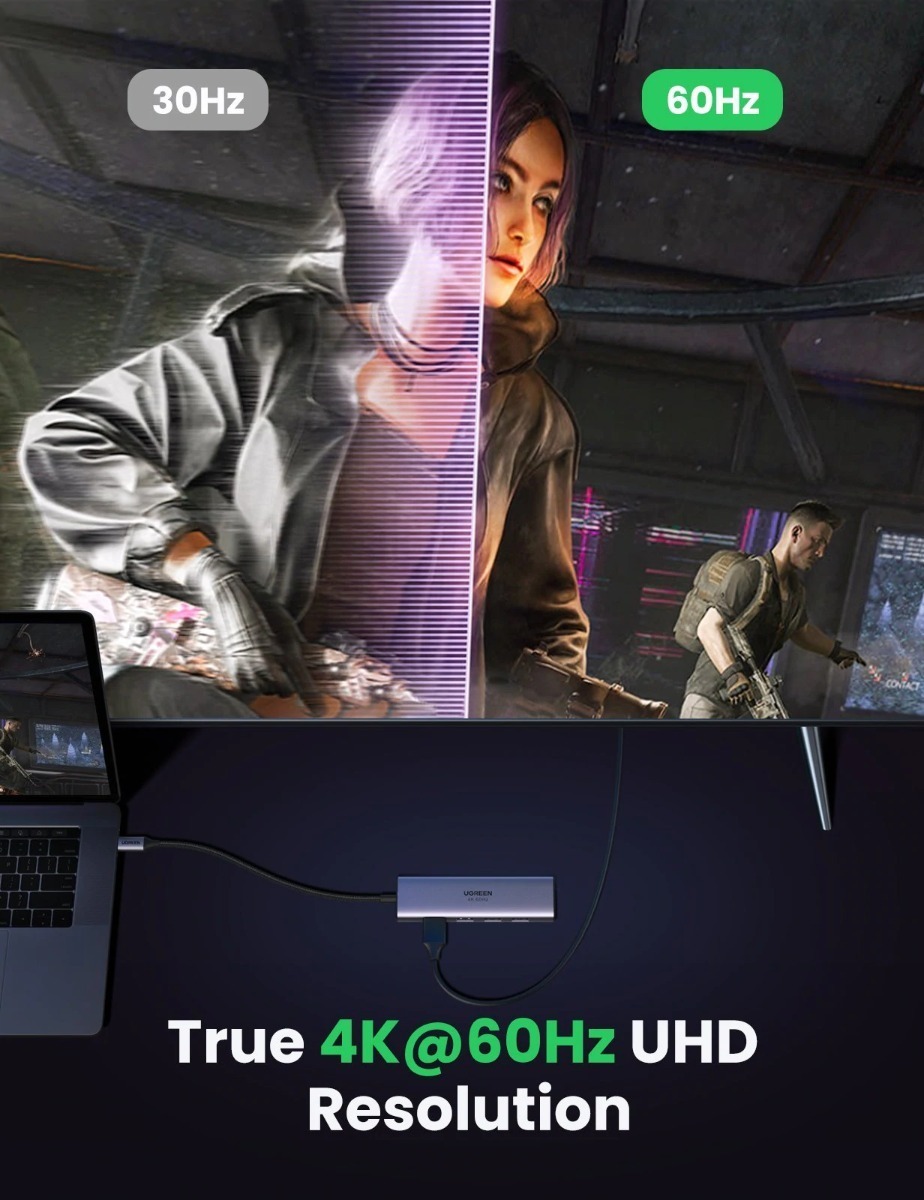 Foto 3 | Hub 6 En 1 Usb C Ugreen Hdmi 4k 3usb 3.0 Sd/tf No Pd Premium