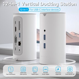 Foto 2 | Dock 12 En 1 Usb C Vention Hub Hdmi Vga Rj45 5 Gbps 100w Pd