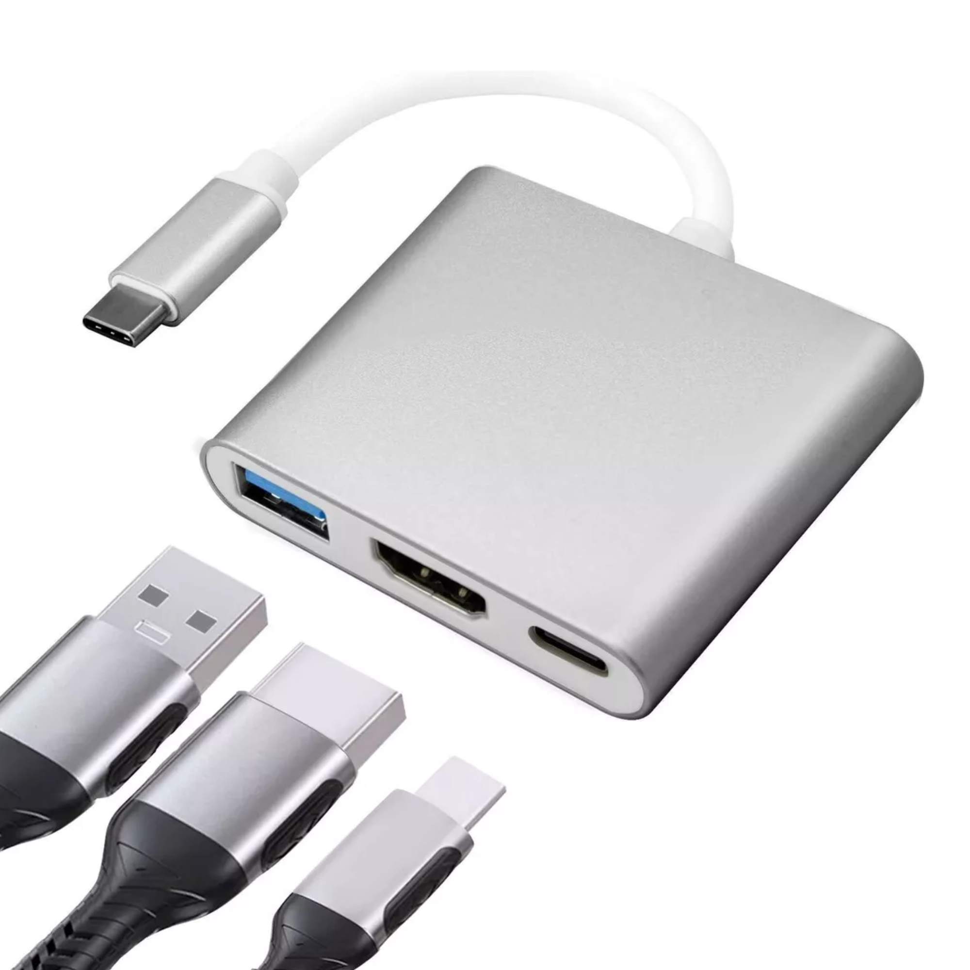 3 en 1 USB Hub Adaptador Pd 3.0 Tipo C Hdmi 4k para Mac o iPad