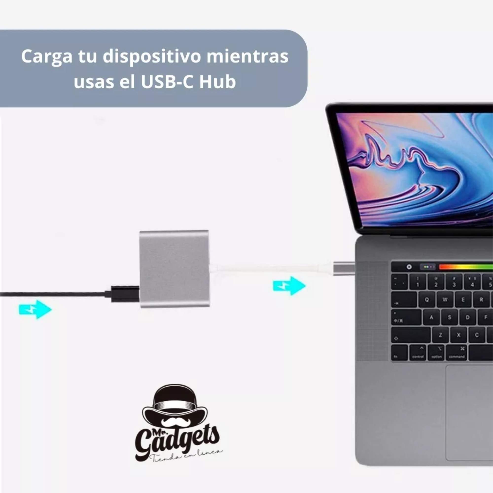 Foto 5 pulgar | 3 en 1 USB Hub Adaptador Pd 3.0 Tipo C Hdmi 4k para Mac o iPad