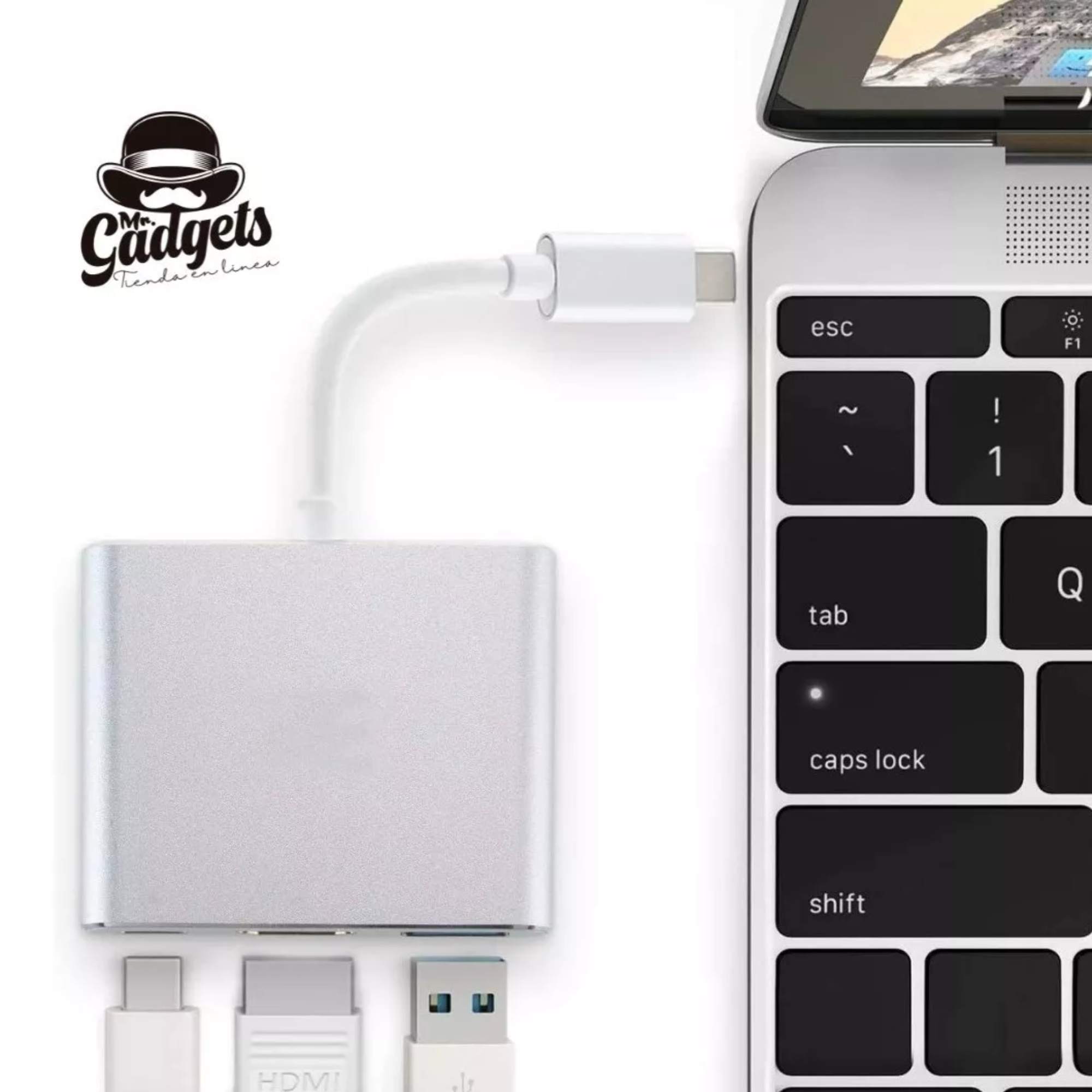 Foto 7 pulgar | 3 en 1 USB Hub Adaptador Pd 3.0 Tipo C Hdmi 4k para Mac o iPad