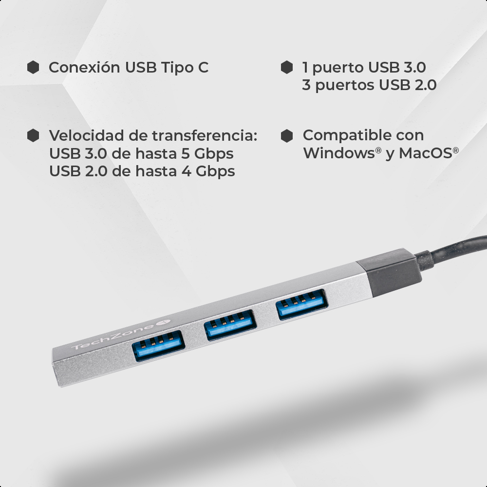 Foto 5 | Hub Usb Tipo C Con 4 Puertos Usb 3.0 De Alta Velocidad