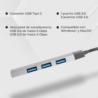 Foto 5 | Hub Usb Tipo C Con 4 Puertos Usb 3.0 De Alta Velocidad