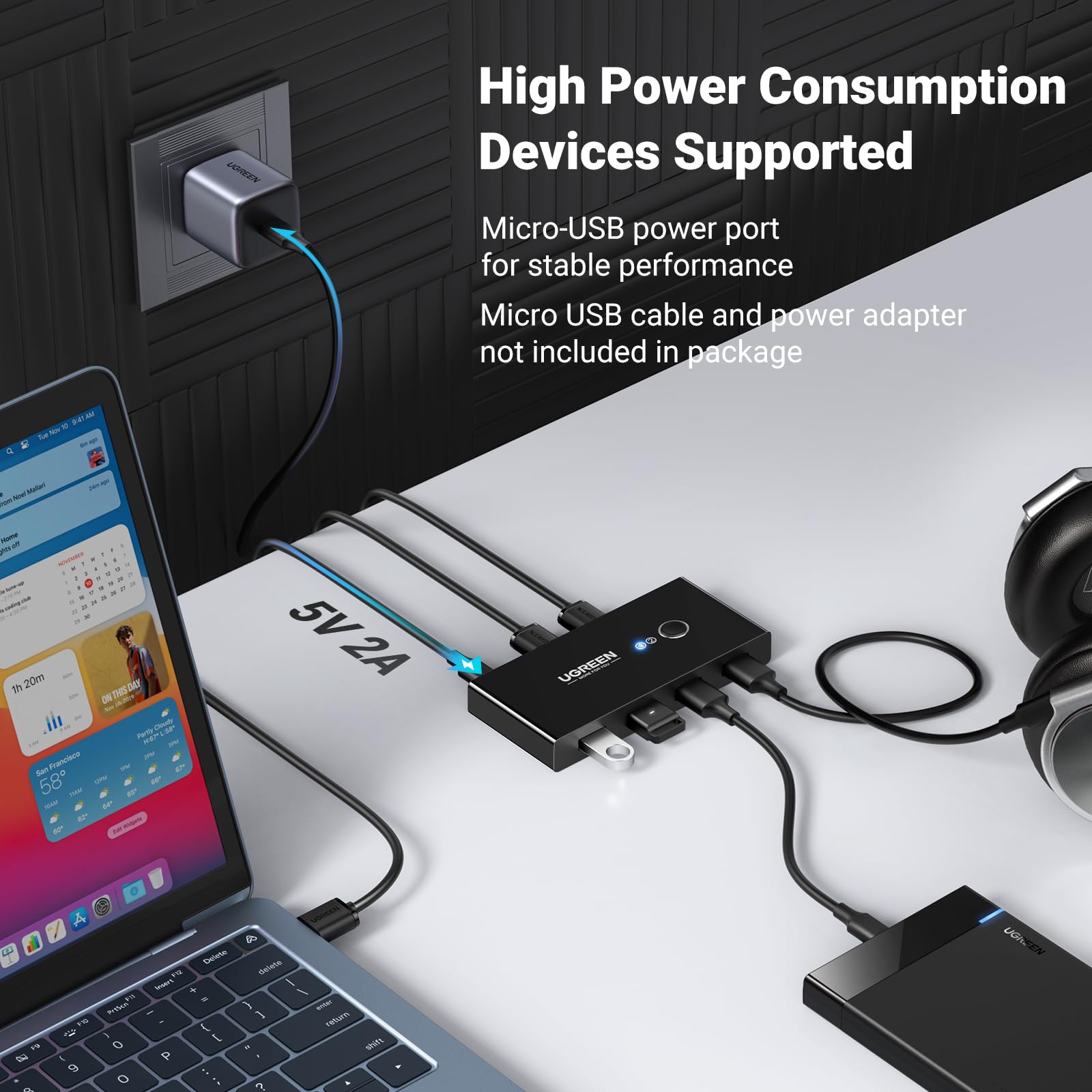 Foto 6 | Selector de Interruptores USB 3.0 Ugreen 2 Ordenadores Comparten 4 USB 3.0 - Venta Internacional