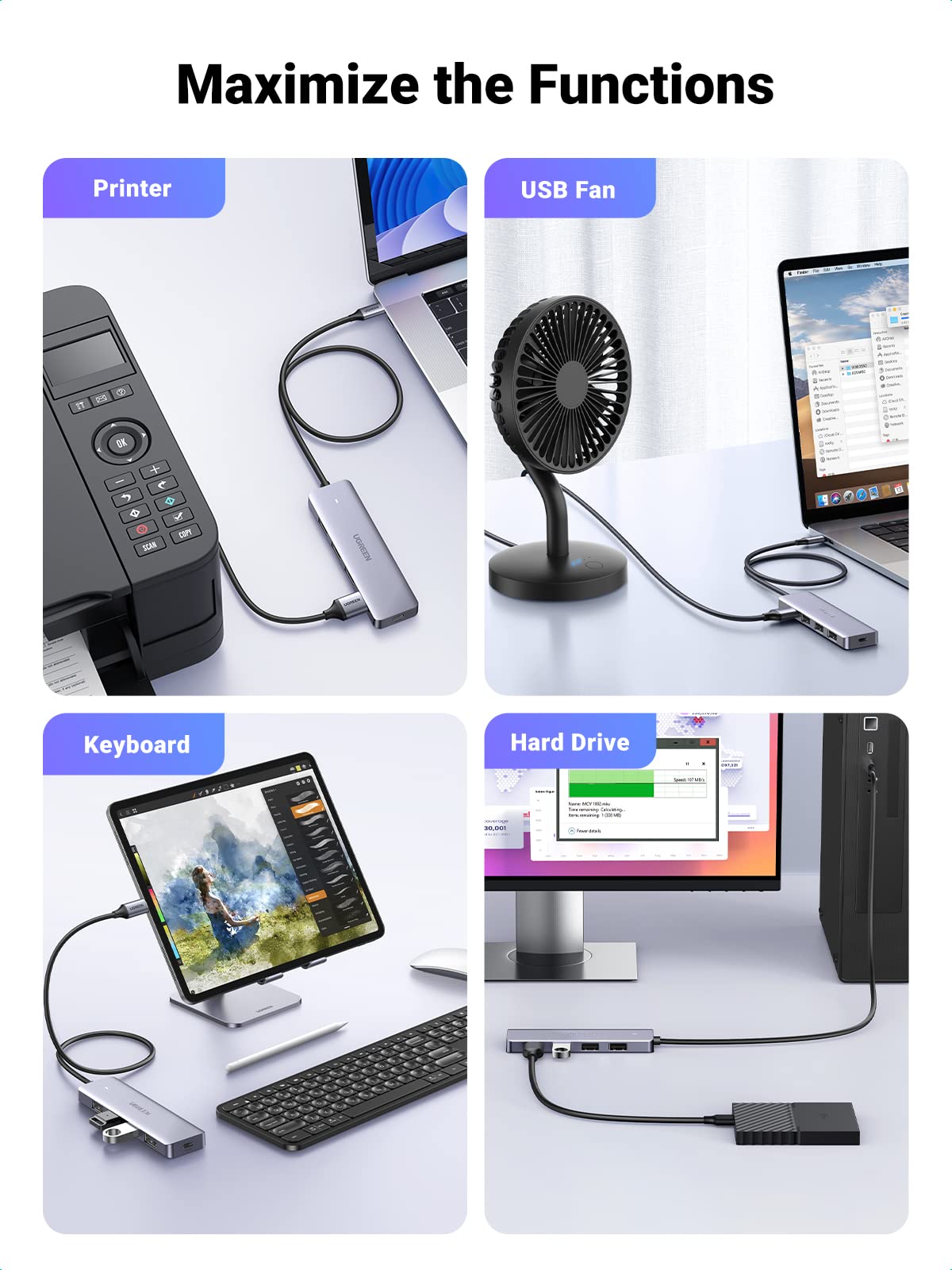 Foto 7 pulgar | Hub USB-C Ugreen de 4 Puertos USB 3.0 para Portátil MacBook Pro - Venta Internacional