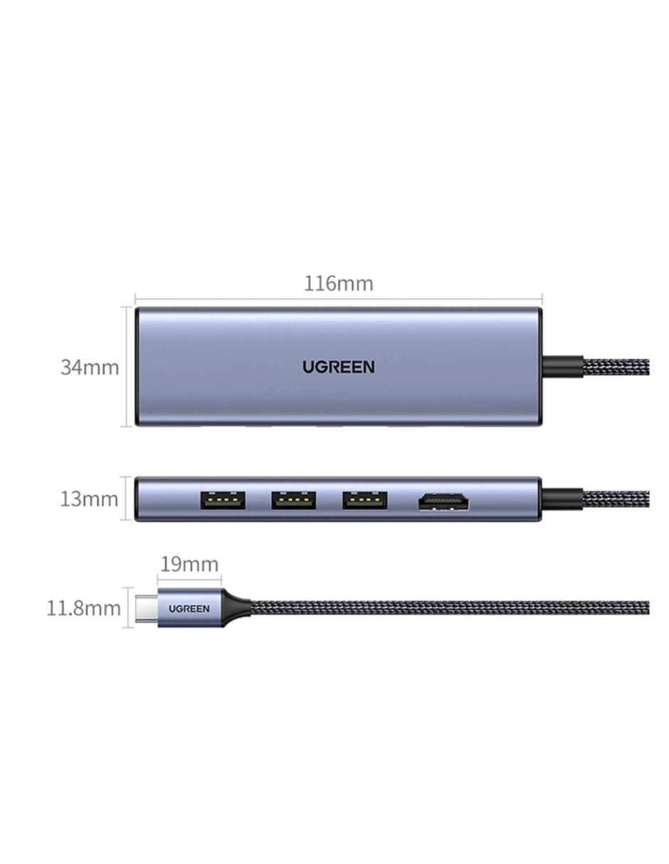 Foto 3 pulgar | Hub 6 En 1 Ugreen Usb-c A 1 Hdmi, 3 Usb A, 2 Sd/tf 5gbps