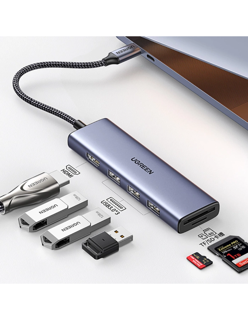 Foto 5 pulgar | Hub 6 En 1 Ugreen Usb-c A 1 Hdmi, 3 Usb A, 2 Sd/tf 5gbps
