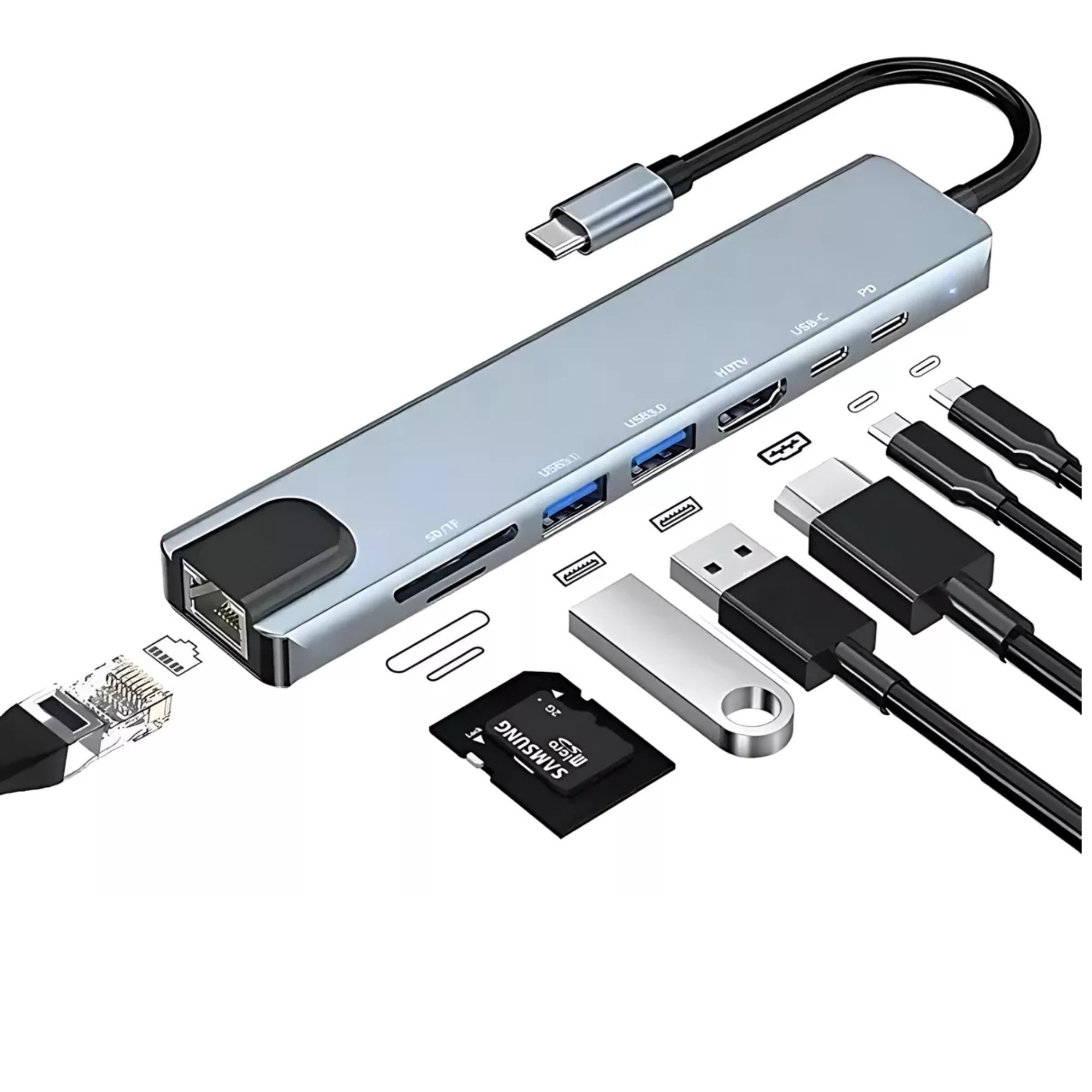 Foto 1 | Adaptador tipo C Mr. Gadgets Ethernet Hdmi Usb Sd Rj45