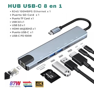 Foto 3 | Adaptador tipo C Mr. Gadgets Ethernet Hdmi Usb Sd Rj45