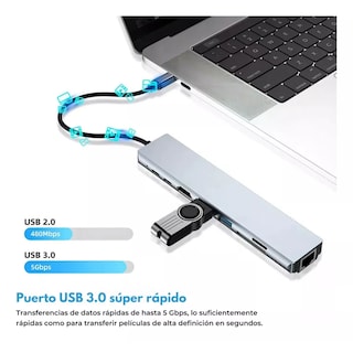 Foto 6 | Adaptador tipo C Mr. Gadgets Ethernet Hdmi Usb Sd Rj45