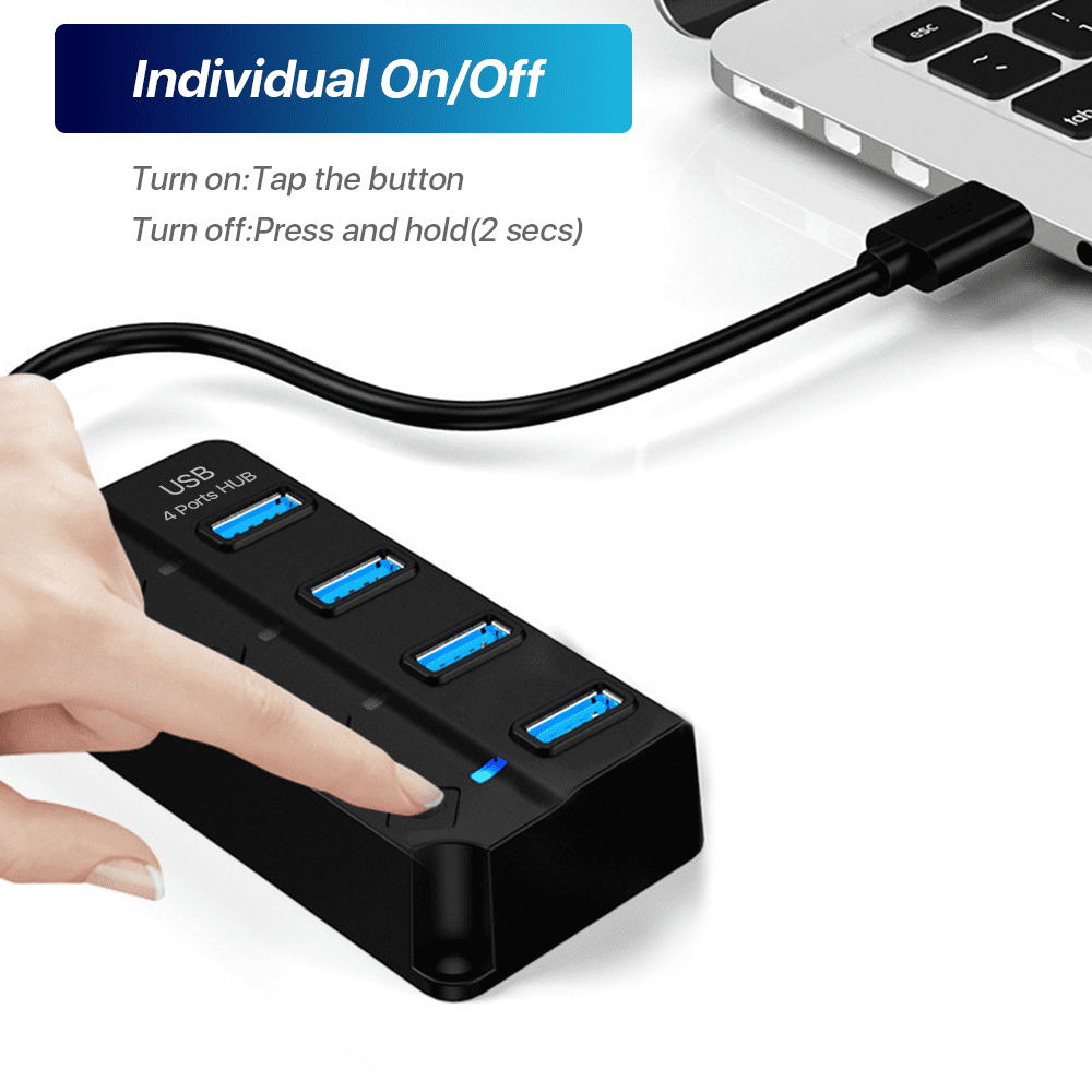 Foto 2 | Hub Usb 3.0 De 4 Puertos Con Conmutador Independiente Para Ordenadores Portátiles - Venta Internacional.