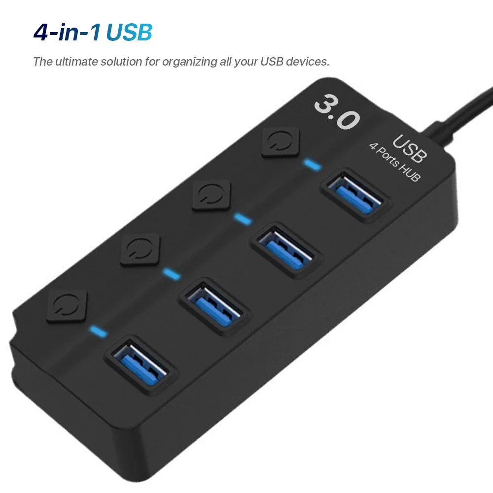 Foto 6 pulgar | Hub Usb 3.0 De 4 Puertos Con Conmutador Independiente Para Ordenadores Portátiles - Venta Internacional.