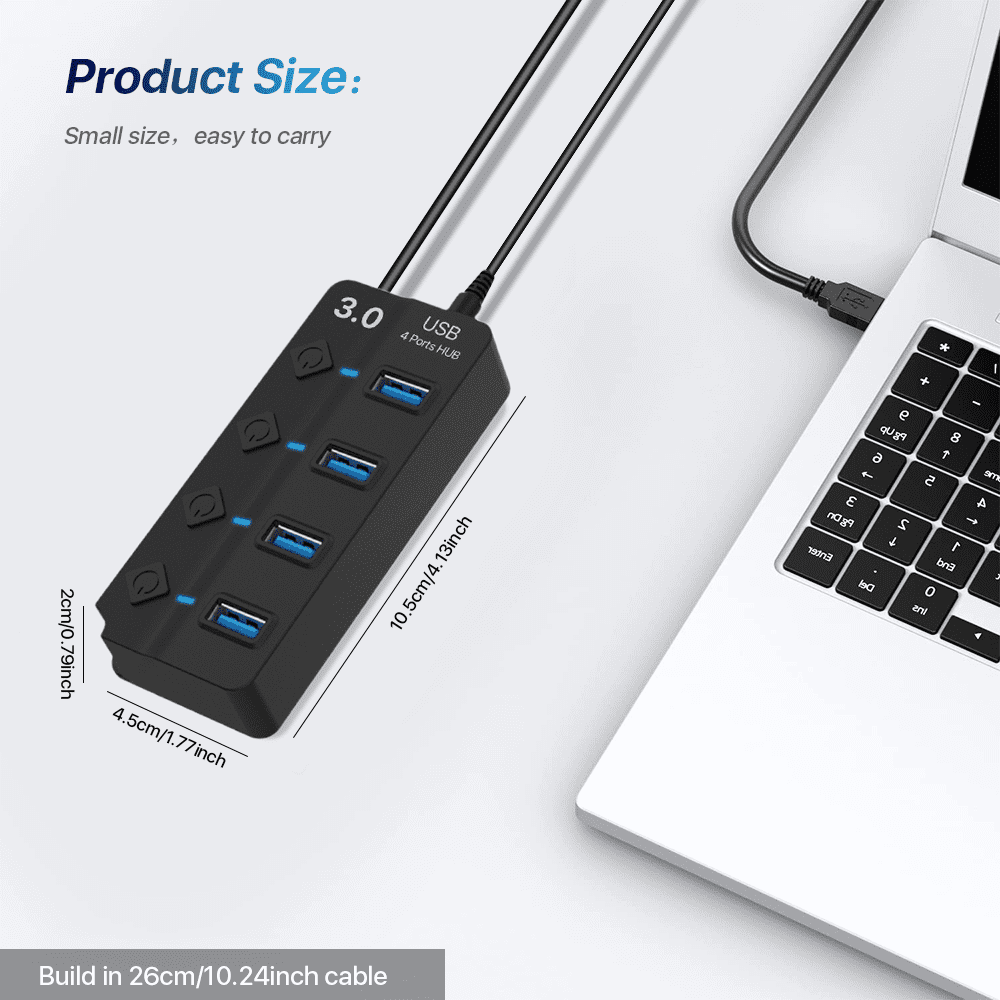 Foto 8 pulgar | Hub Usb 3.0 De 4 Puertos Con Conmutador Independiente Para Ordenadores Portátiles - Venta Internacional.