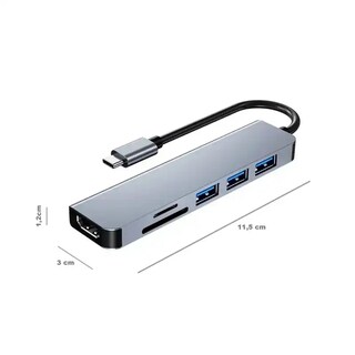 Foto 2 | Hub Adaptador Usb Tipo C Usb 3.0 Hdmi Microsd - Venta Internacional.