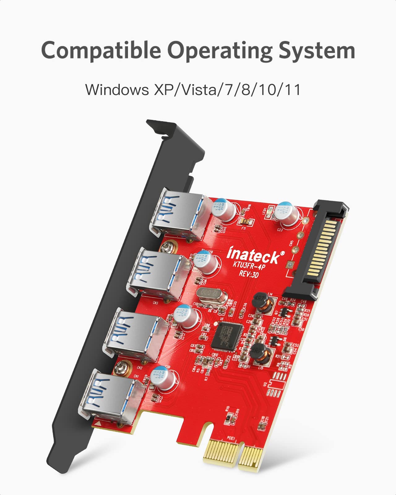 Foto 7 pulgar | Tarjeta Pci Express Pci-e A Usb 3.0 (4 Puertos) Inateck Roja - Venta Internacional.