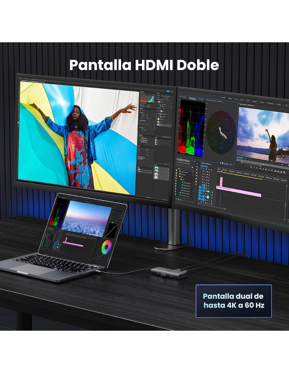 Foto 6 pulgar | Hub Usb-c 6 En 1 Ugreen 2 Usb-a, 2 Usb-c, 2 Hdmi 4k/60hz