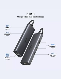 Foto 3 | Hub Usb-c 6 En 1 Ugreen 2 Usb-a, 2 Usb-c, 1 Hdmi 4k/60hz Y 1 Ethernet