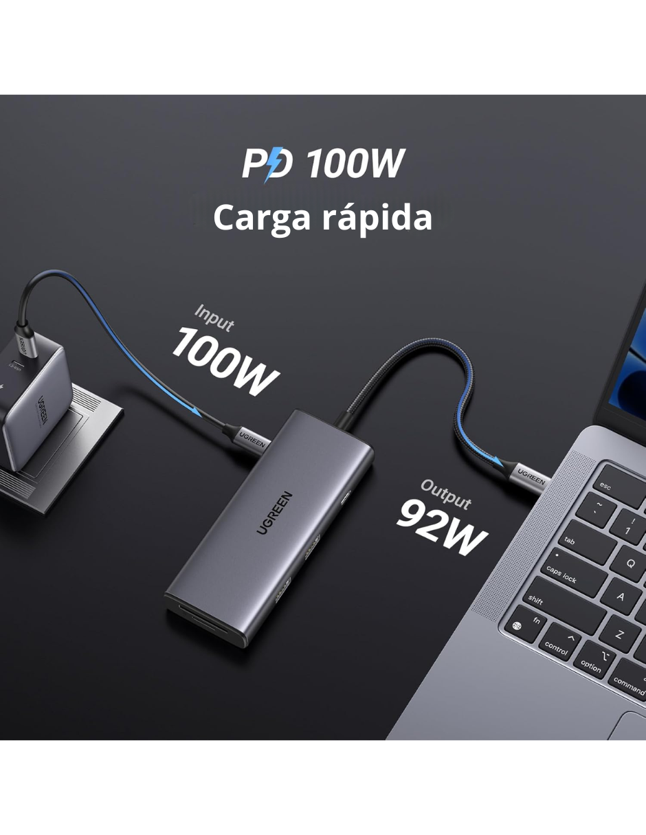 Foto 7 pulgar | Hub Usb-c 7 En 1 Cm498 Ugreen 2 Usb-a, 2 Usb-c, 1 Hdmi 4k/60hz Y Sd/tft