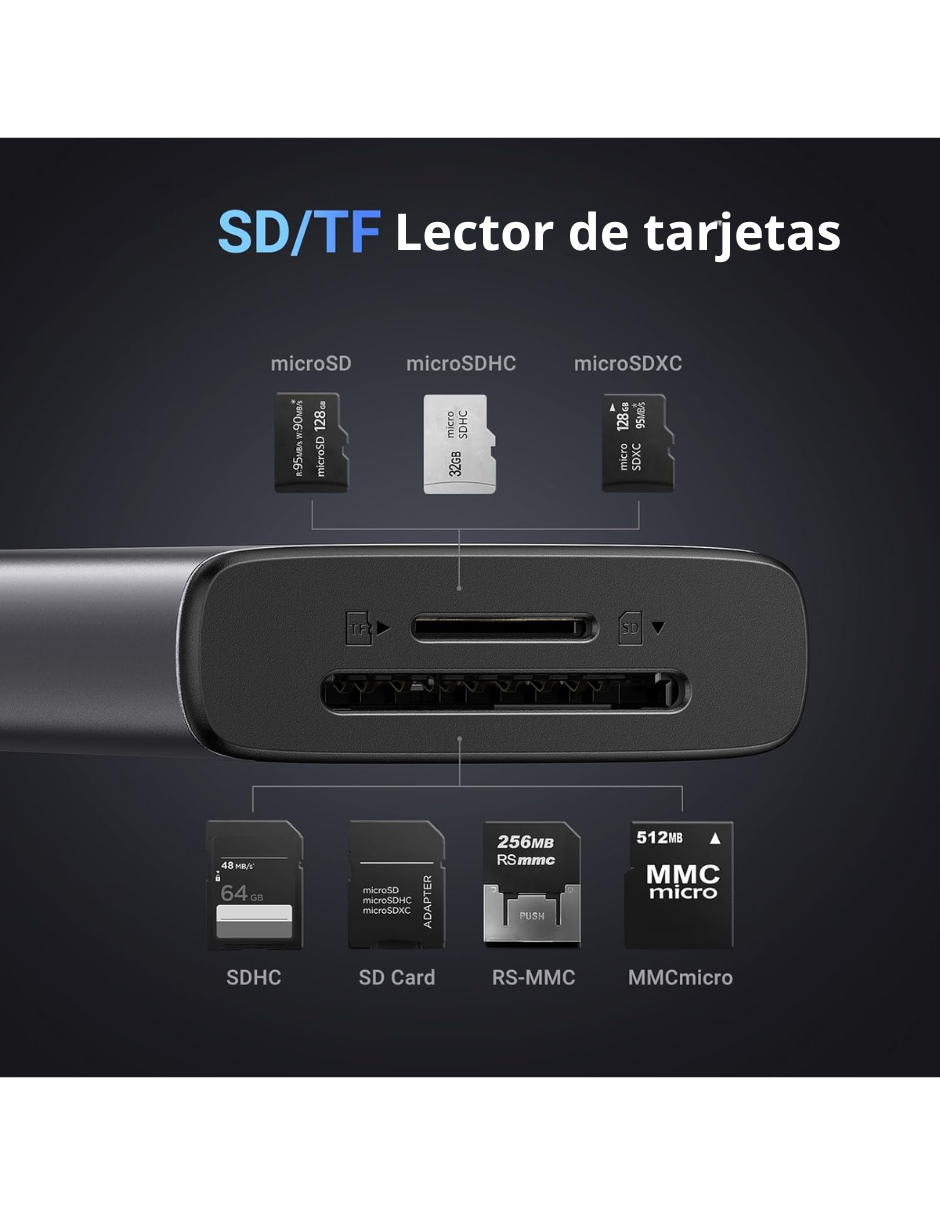 Foto 8 pulgar | Hub Usb-c 7 En 1 Cm498 Ugreen 2 Usb-a, 2 Usb-c, 1 Hdmi 4k/60hz Y Sd/tft
