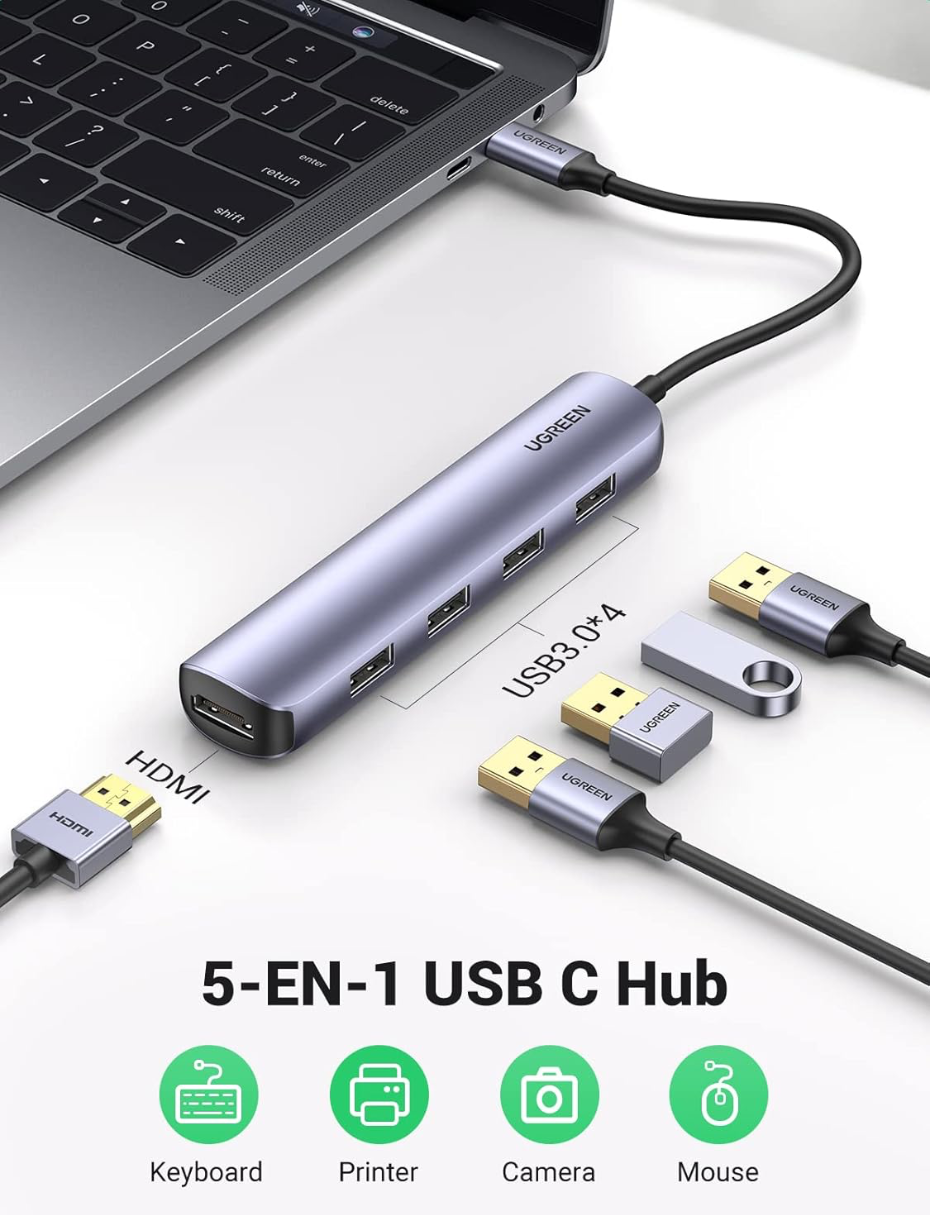 Foto 7 pulgar | Hub Usb-c 5 En 1 Ugreen 4 Usb-a 3.0 Y 1 Hdmi 4k 5gbps