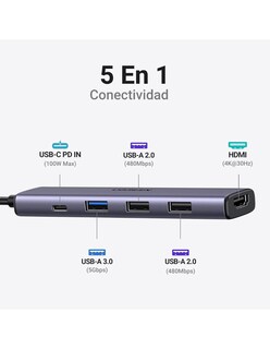 Foto 2 | Hub Usb-c 5 En 1 Ugreen 3 Usb-a, 1 Usb-c Y Hdmi 4k/30hz 5gbps