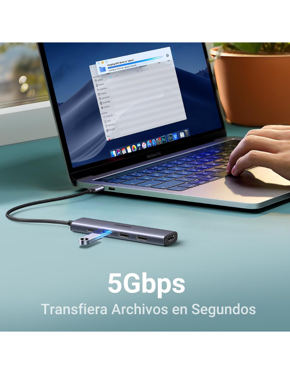 Foto 5 pulgar | Hub Usb-c 5 En 1 Ugreen 3 Usb-a, 1 Usb-c Y Hdmi 4k/30hz 5gbps