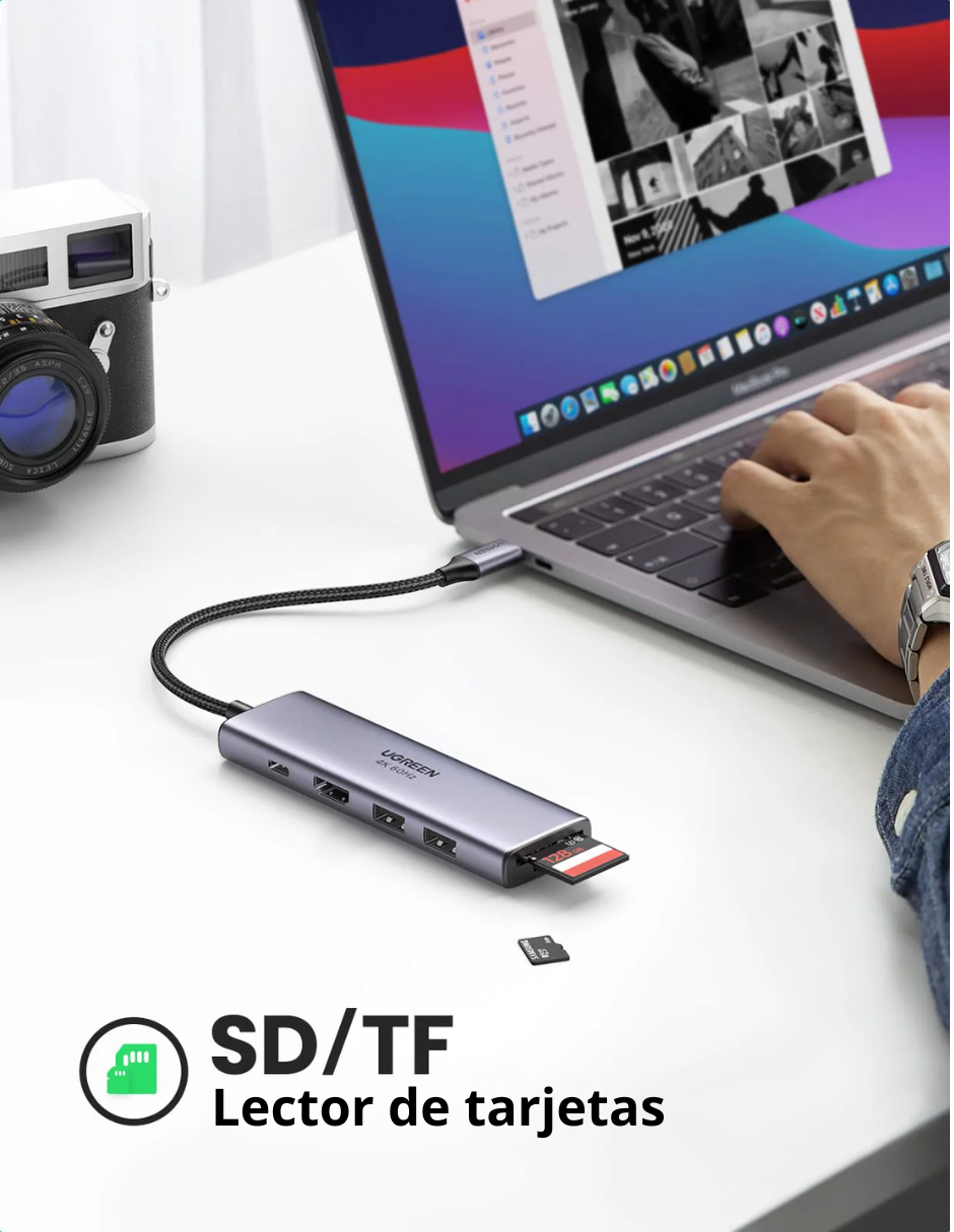 Foto 3 pulgar | Hub Usb-c 6 En 1 Ugreen 2 Usb-a, 1 Usb-c, Hdmi 4k/30hz Y Sd/tft