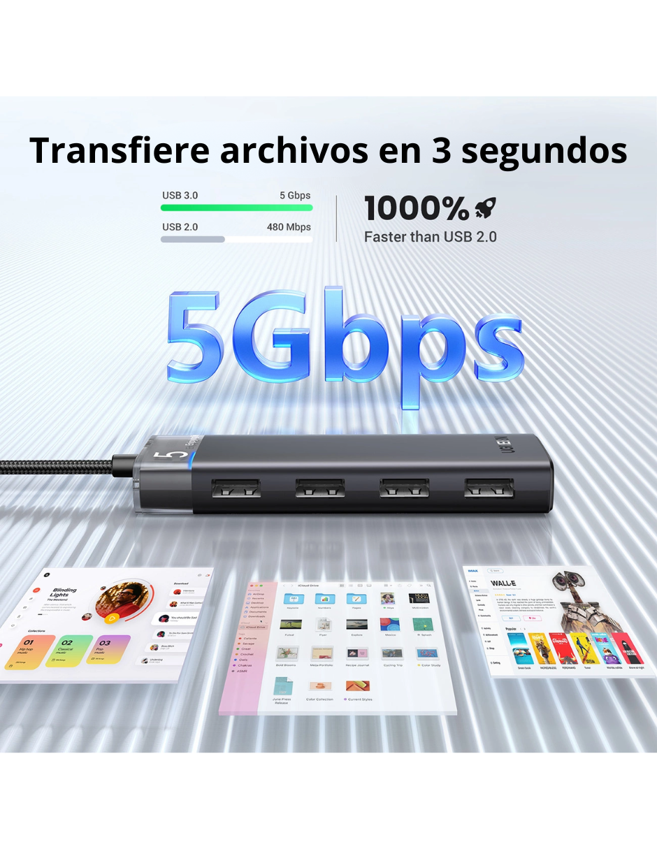 Foto 5 pulgar | Hub Usb-c 4 En 1 Cm653 Ugreen Usb-a 3.0 Con Indicador Led 5gbps