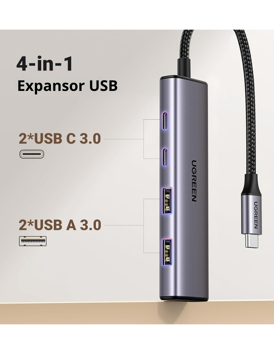 Foto 3 pulgar | Hub Usb-c 4 En 1 Cm473 Ugreen 2 Usb-a 3.0 Y 2 Usb-c 5gbps